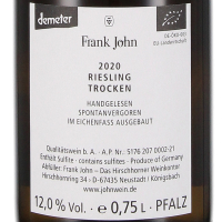 2020 Riesling "Buntsandstein" trocken, Weingut Frank John, Hirschhorner Weinkontor, Pfalz