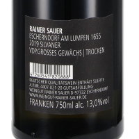 2019 Silvaner GG trocken Escherndorf am Lumpen 1655 VDP.GROSSE LAGE, Weingut Rainer Sauer, Franken