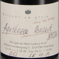 Ludwigs Hausbrand, Aprikose halbe Flasche, Weingut am Stein, Franken