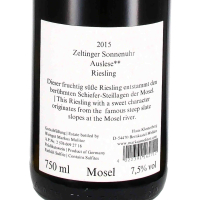 2015 Riesling Auslese fruchtsüß Zeltinger Sonnenuhr**; Weingut Markus Molitor, Mosel