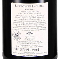 2021 Le Clos des Langres Côte de Nuits-Villages Rouge Monopole, Domaine de Ardhuy