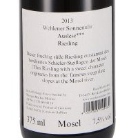 2013 Riesling Auslese fruchtsüß Wehlener Sonnenuhr*** HF; Weingut Markus Molitor, Mosel