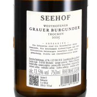 2025 Grauer Burgunder "Vom Kalkstein" trocken, Weingut Seehof/Florian Fauth, Rheinhessen